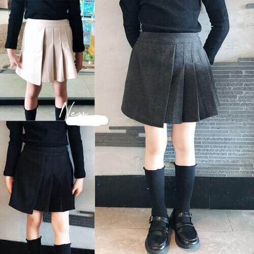 Toddler Girls Skirts 2020 Autumn Winter New Kids Korean Pleated Thicken Skirt Fashion Solid Mini Skirt for Baby Girl Child Skirt