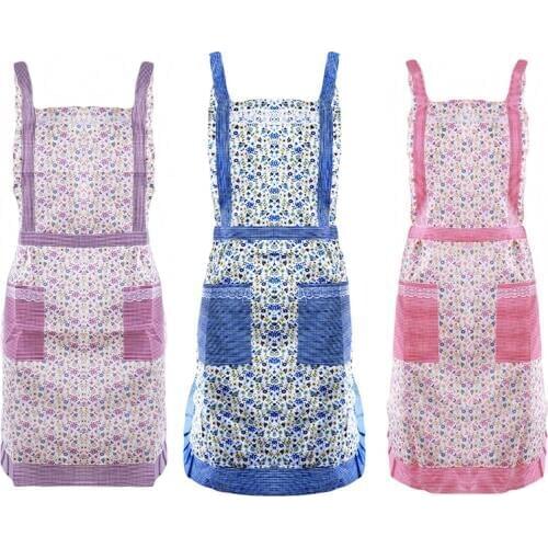 Woman Waiter Cooking Kitchen Aprons Cafe Shop BBQ Hairdresser Aprons Cotton Polyester Blend Anti-wear Kitchen Apron