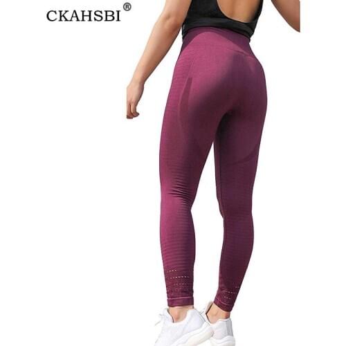 CKAHSBI Seamless Yoga Pants Women High Waist Hollow Sport Pants Female Running Training Fitness Gym Sportswear Stretchy Leggings