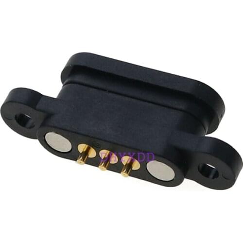 1 Pair Spring Loaded Magnetic Pogo Pin 3 Pins 2.3 mm Pitch Vertical Single Row Through Holes Solder Male Female Probe Contact