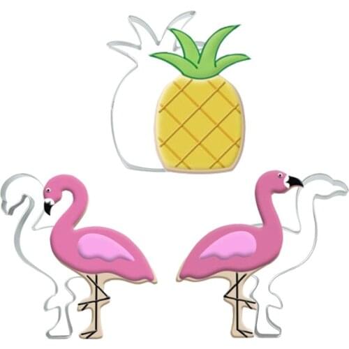 1Pcs Flamingo Pineapple Shape Cookie Cutter Stainless Stell Cake Baking MoldS DIY Fondant Pastry Decoration Kitchen Supplies