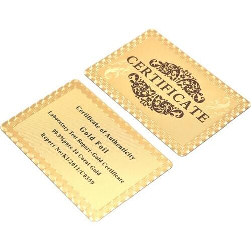 1pc Certificates 24K Gold Foil Certification Gifts Collection Card Nameplate For Gifts And Collection Authentic Certificate
