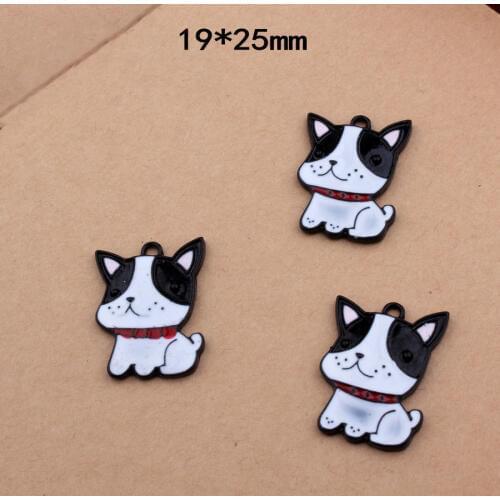 10pcs DIY fashion enamels alloy Cream puppy dog charms bracelet pendant necklace clothing making handmade jewelry Accessories