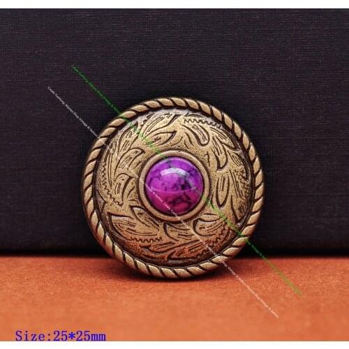 10X Solid Antique Brass Prairie Dust Rope Side Leathercraft Horse Saddle Hardware Turquoise Metal Belt Concho 1" Screwback