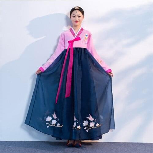 2021 Embroidery Traditional Hanbok Dress Women Orthodox Court Palace Wedding Clothing Korean Ancient Princess Dance Dresses