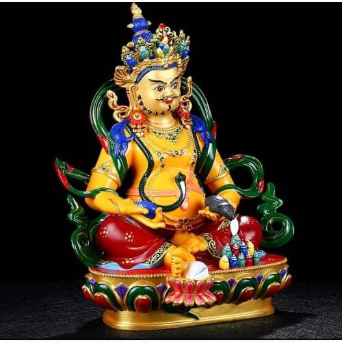 32cm large High grade Color drew gilding Yellow Jambhala fortune god statue buddha statue Talisman Family CAI SHEN GOD Buddhism