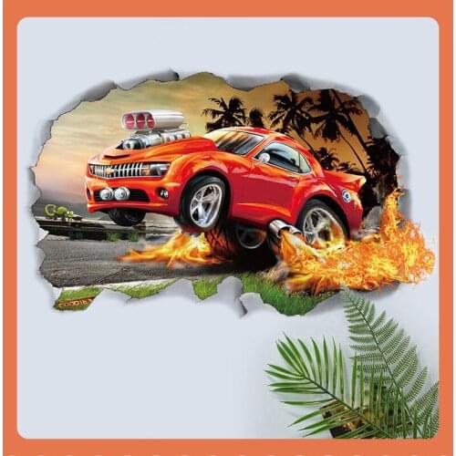 3d wall stickers cross-country vehicle broken wall decorative wall stickers club wallpaper removable decoration