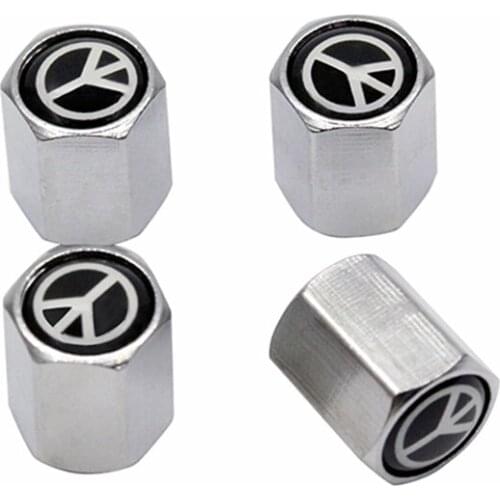 4Pcs/set Peace Symbol Anti-War Logo Sticker Car Wheel Tire Valve Caps Stems Covers Auto Styling for Benz BMW Audi VW