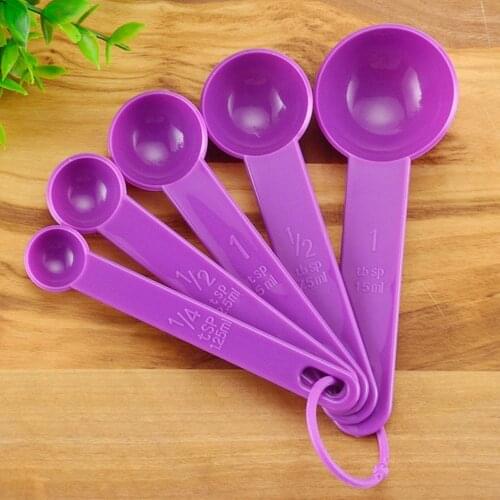 5Pcs/Set Plastic Measuring Spoon FlourCups Powder Tea Scoop Coffee Measure Spoons Cooking Flavor Kitchen Accessories