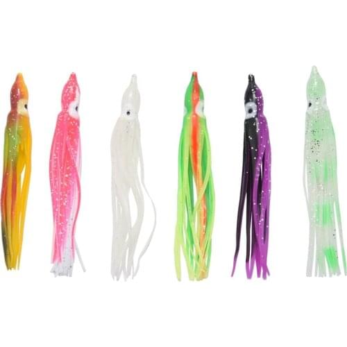 6Pcs10cm Octopus Soft Lure Luminous Squid Hooks Fishing Lures Artificial Baits Mix Colors