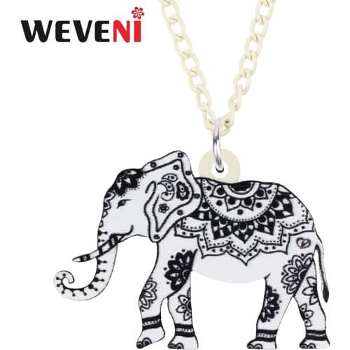 WEVENI Acrylic Lovely Anime Jungle Elephant Necklace Collar Animal Pendant Choker Jewelry For Women Lover Girlfiends Gift Charms