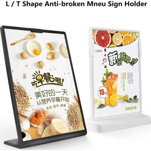 A5 L And T Shape Tabletop Acrylic Menu Sign Holder Promotion Products Counter Leaflet Flyer Poster Holder Display Stands Frame