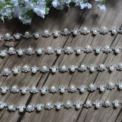 Free Shipping 5 yards Crystal Rhinestone Trim, Rhinestone Applique, Bridal Applique,Wedding Applique,Rhinestone Chain TONG007