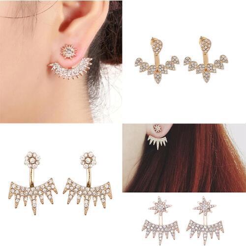 Shuangshuo Bohemian Earrings Geometric Earring Jackets Crystal Earrings for Women Fashion Earrings 2018 Flower Earing Jewelry