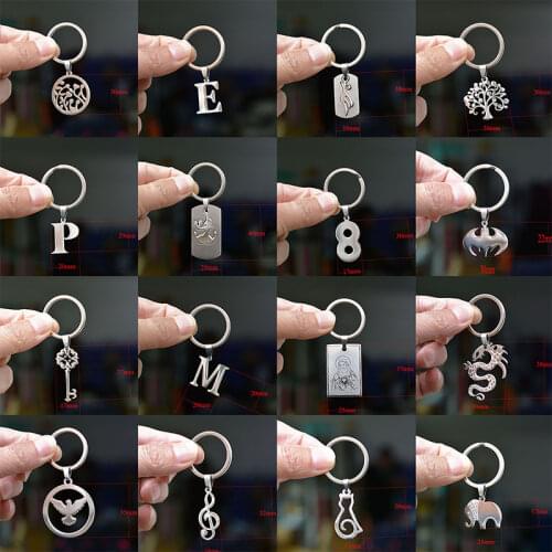 Stainless Steel Keyring Engraved Safe Key Chain Animal PLANT Face Heart Star Moon Figure Peace Moon Water Drop ROUND LOCK