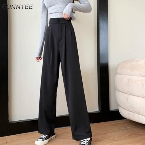 Wide Leg Pants Women High Waist Trendy Korean Style Spring Autumn Female Casual All-match Breathable Streetwear Vintage Popular