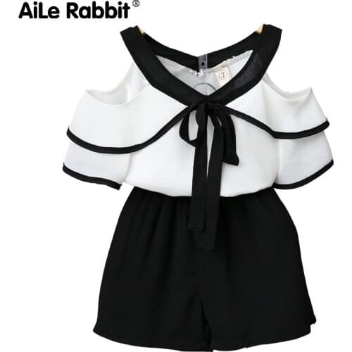 AiLe Rabbit Children s clothes girls suits summer vogue of new fund of 2018 han edition children summer two-piece XT373 girl 1b