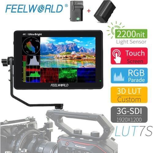 FEELWORLD LUT7S 7 inch 2200nits Touch Screen Field Monitor 3D LUT Full HD 1920x1200 IPS 3G SDI 4K HDMI Input Output DSLR Monitor