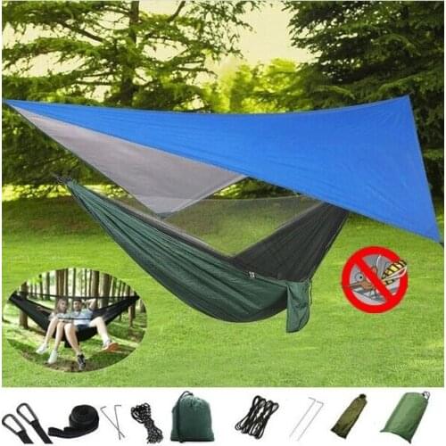 Camping Hammock Mosquito Net, Rain Fly,Tree Straps Portable Parachute Hammock with Hammock Canopy Patio Furniture Hammocks Swing