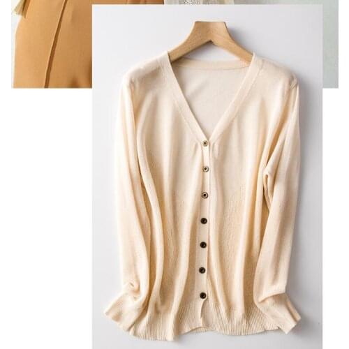 Sweater Knitted Thin Cardigan Button Jacket 2020 Autumn V-neck Loose Large Size Long Sleeve Casual Tops For Women Sweater