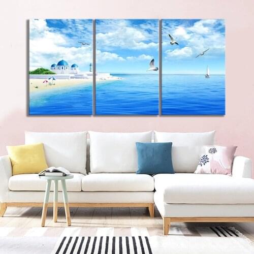 3 Pieces Sea Scenery Landscape Canvas Painting Posters HD Prints Wall Art Modular Nature Pictures for Living Room Home Decor