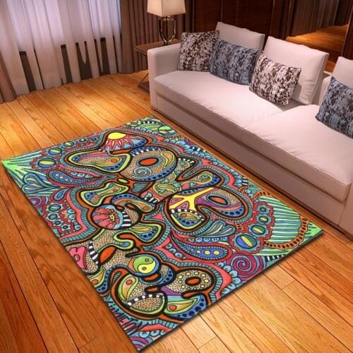 Bohemian personality printing psychedelic door mats non-slip mats floor mats living room bedroom home decoration carpet