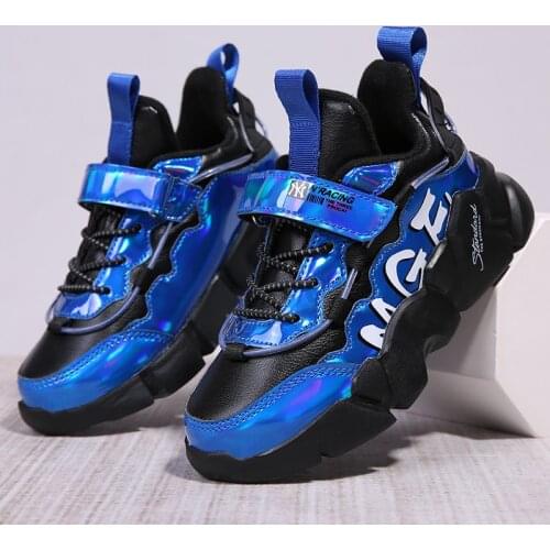 2021 Autumn PU Leather Sports Shoes for Kids Sneakers Boys Running Shoes Lightweight Casual Children Shoes Leisure Walking Shoes
