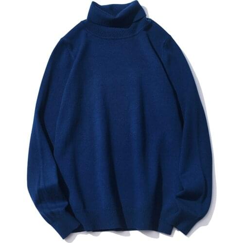 Knitted Sweater Men Harajuku Warm Turtleneck Unisex Pullovers Solid Pull Homme Slim Streetwear Vintage Long Sleeve Sweaters