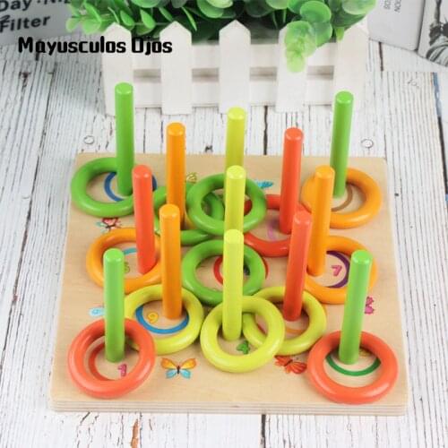 Ring Toys Set Circle Wooden Ring Throwing Game Kindergarten Parent-child Interactive Props Children Outdoor Sports Toy
