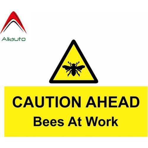 Aliauto Warning Car Sticker Caution Ahead Bees At Work Funny Accessories PVC Decal Cover Scratch for Honda Toyota Lada,15cm*10cm