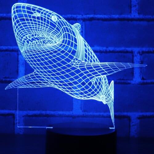 3D Lamp Shark Shape Night Lamp Desk Table Light 7 Colors Changing Touch Control Gift for Christmas Birthday Valentines Day Kids