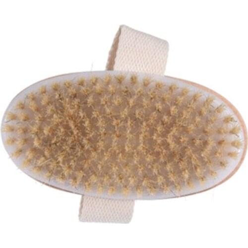 Natural Boar Bristles Dry Body Brush Wooden Oval Shower Bath Brushes Exfoliating Massage Cellulite Treatment Blood Circulation