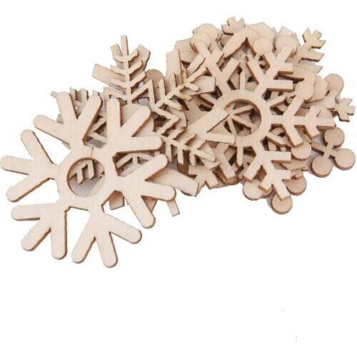 New 10pcs Assorted Snowflake Shapes Wooden Craft Embellishment Xmas Tree Decoratio Ornament for Scrapbooking Card Making Tags