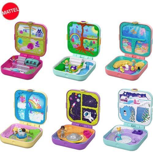 Genuine Polly Pocket Doll Hidden World Mini Scene Girls Home Original Toys for Children Mermaid Kids Toy Nesting Reborn Dolls