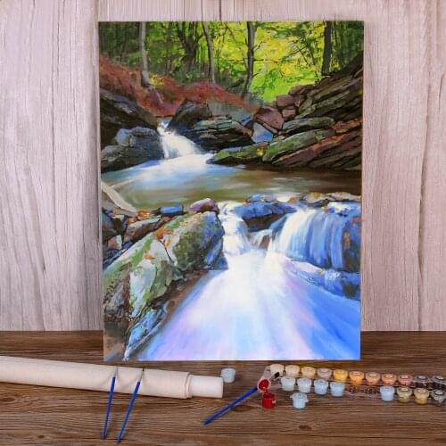 Landscape Waterfall DIY Painting By Numbers Kit Acrylic Paints 50*70 Paiting By Numbers Handmade Crafts For Adults Art