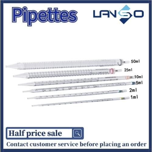 1Pcs 1/2/5/10/25/50ml Disposable serum pipette Pipette laboratory Dropper Pipet Blue Rubber Head Pipettors