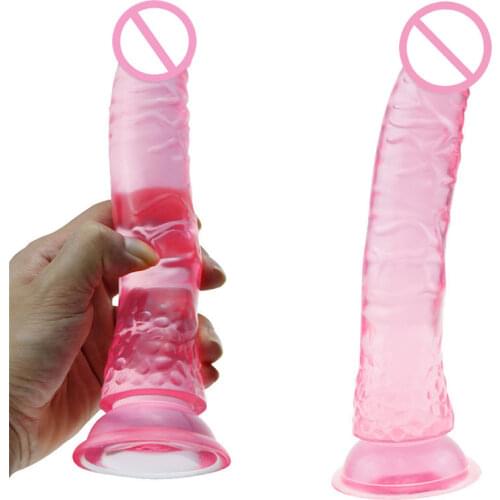 Jelly Realistic Strap On Penis Soft Sexy Huge Big Dildo Female Masturbator Double-layer Silicone Suction Cup Dildos For Women