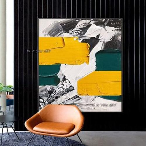 Hand Painted Abstract Oil Painting On Canvas Colorful Geometry Minimalist Modern Wall Art Decorative For Living No Frame