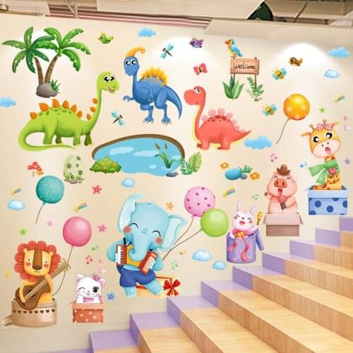 [SHIJUEHEZI] Animal Balloons Wall Stickers DIY Dinosaurs Trees Wall Decals for Kids Rooms Baby Bedroom Nursery Home Decoration