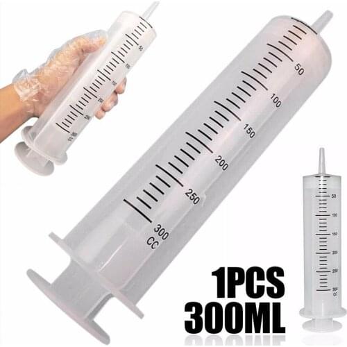 Large 300ML Plastic Syringe Capacity Syringe Transparent Reusable Sterile Measuring Injection Syringe Nutrient Hydroponics