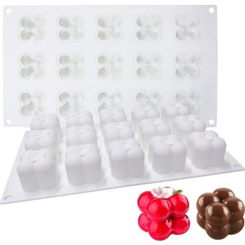 15 Cavity Rubiks Cube Mousse Cake Silicone Mold 3D Chocolate Baking Mould Dessert Cake DIY Decorating Art Cakes Crafts