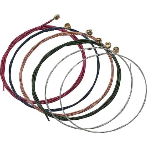 6pcs/set Acoustic Guitar String Gauge Stable Accessories Sound Folk Durable For Musical Instruments Electric Bass Colorful