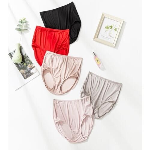 Natural Mulberry Silk large size Womens panties XXXL High Waist Underwear Womens Briefs Seamless Breathable big Size Shorts