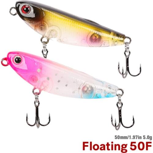 TSURINOYA DW62 5.0cm/5g Mini Topwater pencil fishing lure baits Hard fishing bait Small Pencil Lures