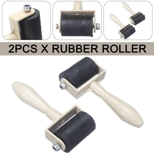 Creative 2Pcs Rubber Ink Roller Professional Wood Handle Rubber Roller Tool Art Ink Painting Making Crafts Stamping Supplies