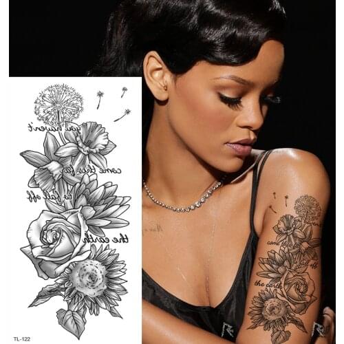Temporary tattoo sticker sketch flower tattoos black sketches tattoo designs mandala tattoo for women girl tatoo sleeve pattern
