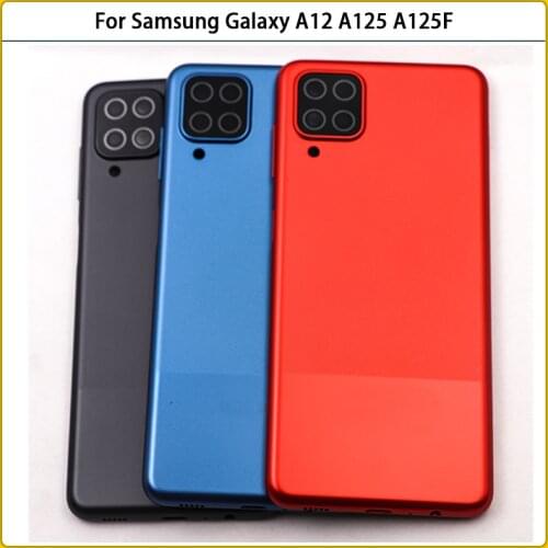 10PCS For Samsung Galaxy A12 A125 A125F A125F/DS Battery Back Cover Rear Door Housing Case With Side Button Camera Lens Replace