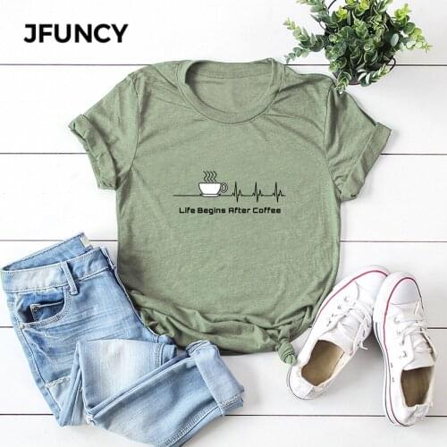 JFUNCY Plus Size Creative Print T Shirt Women Oversize Summer T-shirts Female Cotton Short Sleeve Tees Top Woman Casual Tshirt