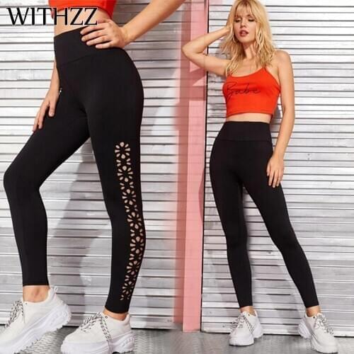 WITHZZ Stretch Sports Workout Flexible Pants Female Fitness High Waist Casual Leggings