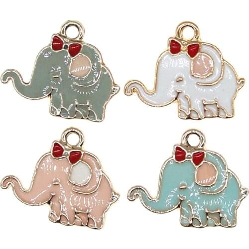 10pcs/lot 15*17mm Cute Animal Enamel Elephant Charms for DIY Earring Necklace Girls Jewelry Handmade Findings XL996